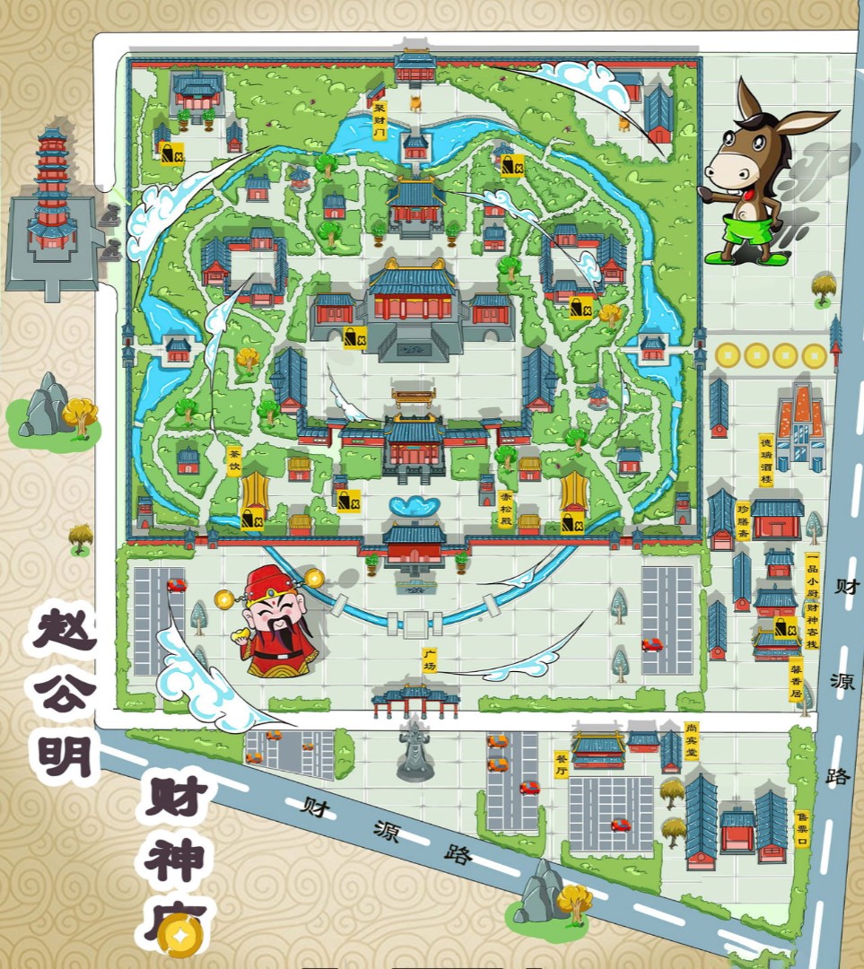 花垣寺庙类手绘地图